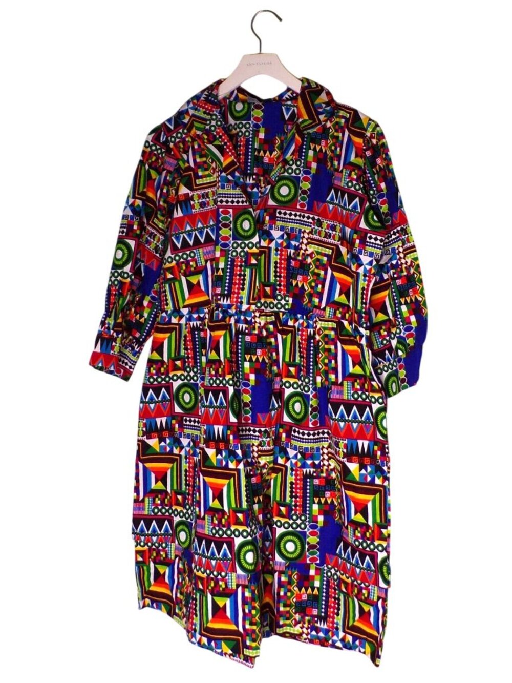 🆕 The Oula Company Geometric Print Cotton Dress Pockets Small - Picture 14 of 16